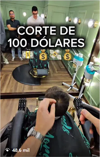 Post de Instagram: corte de 100 dólares en Barbería Lords